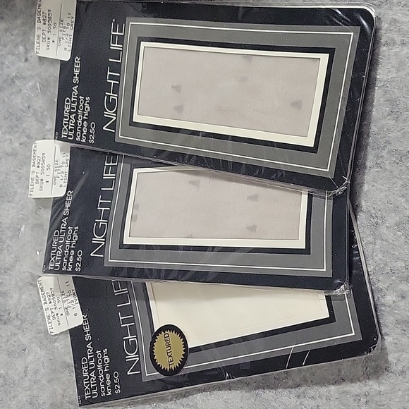 Vintage Night Life Textured Ultra Sheer Knee Highs NIP - Picture 1 of 3